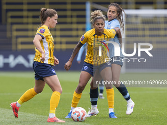 Jorelyn Carabali #16 of Brighton & Hove Albion W.F.C. during the Barclays FA Women's Super League match between Manchester City and Brighton...