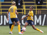 Nikita Parris #9 of Brighton & Hove Albion W.F.C. is in action during the Barclays FA Women's Super League match between Manchester City and...