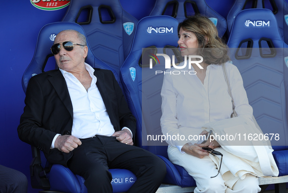 President Rocco Commisso and his wife during the Serie A match between Empoli FC and ACF Fiorentina in Empoli, Italy, on September 29, 2024,...