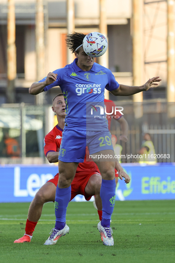 Lorenzo Colombo of Empoli FC controls the ball during the Serie A match between Empoli FC and ACF Fiorentina in Empoli, Italy, on September...