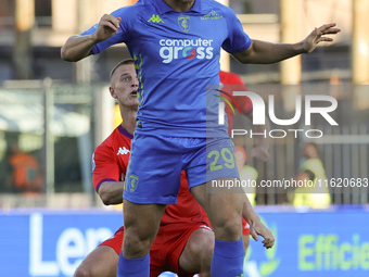 Lorenzo Colombo of Empoli FC controls the ball during the Serie A match between Empoli FC and ACF Fiorentina in Empoli, Italy, on September...