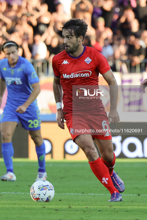 Luca Ranieri of ACF Fiorentina controls the ball during the Serie A match between Empoli FC and ACF Fiorentina in Empoli, Italy, on Septembe...