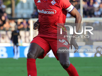 Christian Kouame of Fiorentina controls the ball during the Serie A match between Empoli FC and ACF Fiorentina in Empoli, Italy, on Septembe...