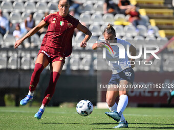 Michela Giordano of Napoli Femminile scores the 3-1 goal during the 4th day of the Serie A Femminile eBay Championship between A.S. Roma and...