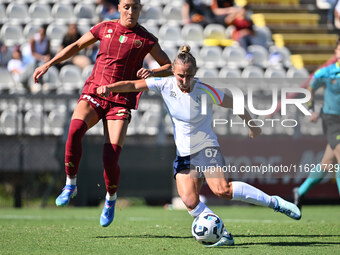 Michela Giordano of Napoli Femminile scores the 3-1 goal during the 4th day of the Serie A Femminile eBay Championship between A.S. Roma and...