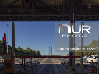 A general view from a toll at the 25 de Abril bridge in Lisbon, Portugal, on September 29, 2024. Data from the Portuguese Association of Hig...