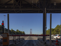 A general view from a toll at the 25 de Abril bridge in Lisbon, Portugal, on September 29, 2024. Data from the Portuguese Association of Hig...