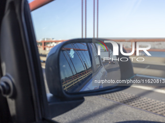 Cars drive on the 25 de Abril bridge in Lisbon, Portugal, on September 29, 2024. Data from the Portuguese Association of Highway Concessiona...