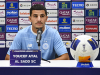 Youcef Atal of Al Sadd FC attends the press conference ahead of the AFC Champions League elite west football match between Qatar's Al Sadd S...