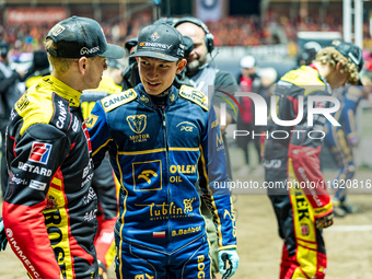 Jakub Krawczyk and Bartosz Banbor participate in a PGE Speedway Ekstraliga game between Sparta Wroclaw and Motor Lublin in Wroclaw, Poland,...