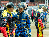 Jakub Krawczyk and Bartosz Banbor participate in a PGE Speedway Ekstraliga game between Sparta Wroclaw and Motor Lublin in Wroclaw, Poland,...