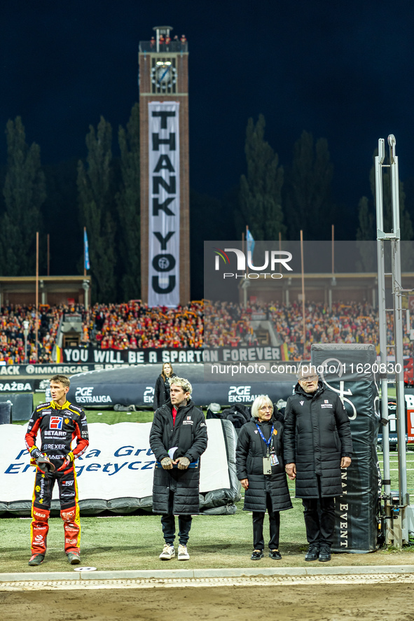 Maciej Janowski and Tai Woffinden participate in a PGE Speedway Ekstraliga game between Sparta Wroclaw and Motor Lublin in Wroclaw, Poland,...