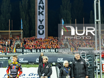 Maciej Janowski and Tai Woffinden participate in a PGE Speedway Ekstraliga game between Sparta Wroclaw and Motor Lublin in Wroclaw, Poland,...