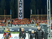 Maciej Janowski and Tai Woffinden participate in a PGE Speedway Ekstraliga game between Sparta Wroclaw and Motor Lublin in Wroclaw, Poland,...