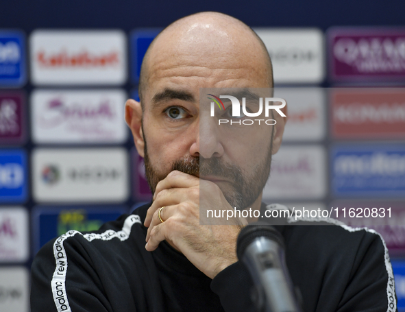 Felix Sanchez Bas, Head Coach of Al Sadd FC, attends the press conference ahead of the AFC Champions League elite west football match betwee...