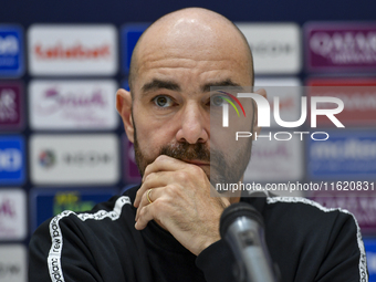 Felix Sanchez Bas, Head Coach of Al Sadd FC, attends the press conference ahead of the AFC Champions League elite west football match betwee...