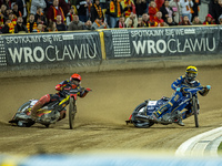 Jakub Krawczyk and Bartosz Banbor participate in a PGE Speedway Ekstraliga game between Sparta Wroclaw and Motor Lublin in Wroclaw, Poland,...