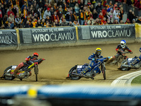 Jakub Krawczyk and Bartosz Banbor participate in a PGE Speedway Ekstraliga game between Sparta Wroclaw and Motor Lublin in Wroclaw, Poland,...