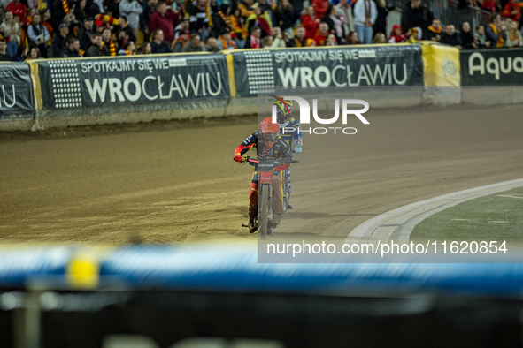 Jakub Krawczyk participates in a PGE Speedway Ekstraliga game between Sparta Wroclaw and Motor Lublin in Wroclaw, Poland, on September 29, 2...