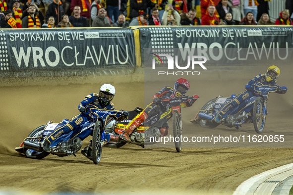 Jack Holder and Maciej Janowski participate in a PGE Speedway Ekstraliga game between Sparta Wroclaw and Motor Lublin in Wroclaw, Poland, on...