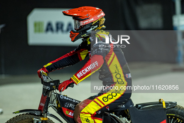 Jakub Krawczyk participates in a PGE Speedway Ekstraliga game between Sparta Wroclaw and Motor Lublin in Wroclaw, Poland, on September 29, 2...