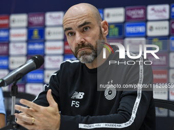 Felix Sanchez Bas, Head Coach of Al Sadd FC, attends the press conference ahead of the AFC Champions League elite west football match betwee...