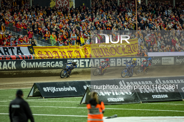 Maciej Janowski and Jack Holder participate in a PGE Speedway Ekstraliga game between Sparta Wroclaw and Motor Lublin in Wroclaw, Poland, on...