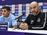 Felix Sanchez Bas (R), Head Coach of Al Sadd FC, attends the press conference ahead of the AFC Champions League elite west football match be...