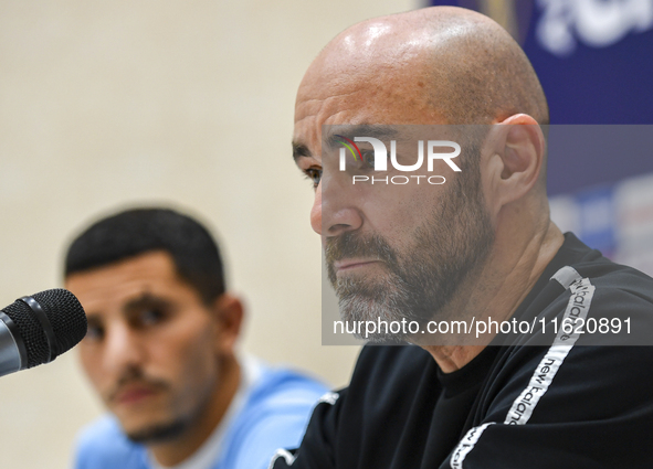 Felix Sanchez Bas, Head Coach of Al Sadd FC, attends the press conference ahead of the AFC Champions League elite west football match betwee...