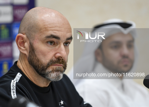 Felix Sanchez Bas, Head Coach of Al Sadd FC, attends the press conference ahead of the AFC Champions League elite west football match betwee...