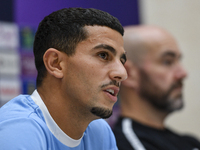 Youcef Atal of Al Sadd FC attends the press conference ahead of the AFC Champions League elite west football match between Qatar's Al Sadd S...