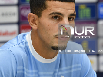 Youcef Atal of Al Sadd FC attends the press conference ahead of the AFC Champions League elite west football match between Qatar's Al Sadd S...