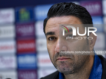 Roozbeh Cheshmi, Head Coach of Esteghlal FC, attends the press conference ahead of the AFC Champions League elite west football match betwee...