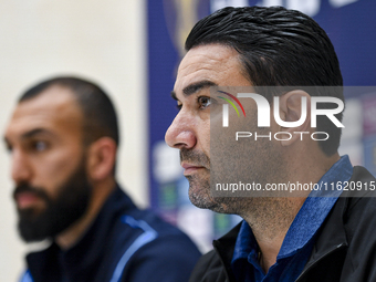 Roozbeh Cheshmi, Head Coach of Esteghlal FC, attends the press conference ahead of the AFC Champions League elite west football match betwee...