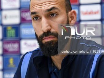 Javad Nekounam of Esteghlal FC attends the press conference ahead of the AFC Champions League elite west football match between Qatar's Al S...