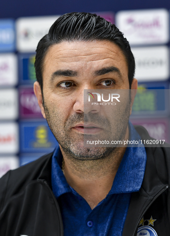 Roozbeh Cheshmi, Head Coach of Esteghlal FC, attends the press conference ahead of the AFC Champions League elite west football match betwee...