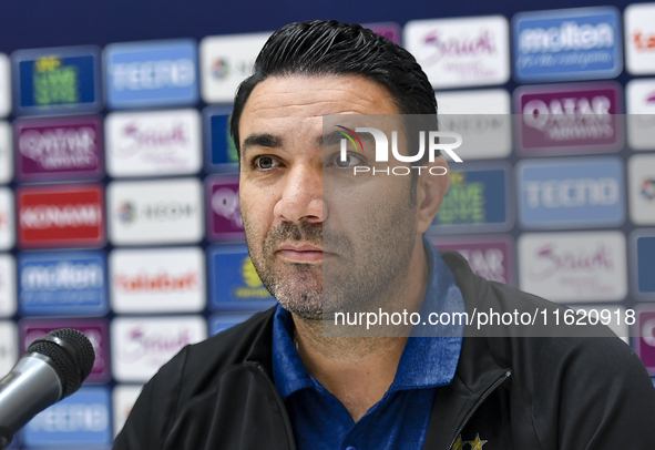 Roozbeh Cheshmi, Head Coach of Esteghlal FC, attends the press conference ahead of the AFC Champions League elite west football match betwee...