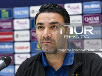 Roozbeh Cheshmi, Head Coach of Esteghlal FC, attends the press conference ahead of the AFC Champions League elite west football match betwee...