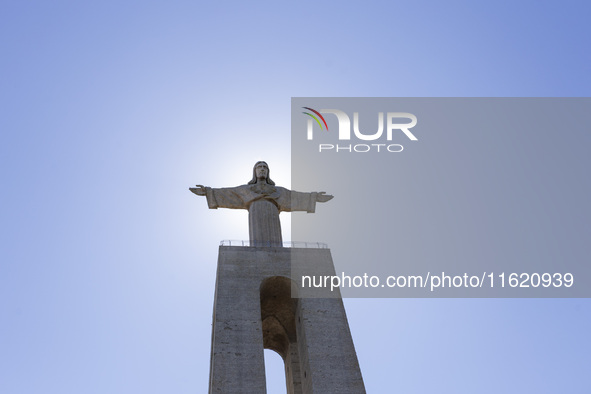 A general view of the Cristo Rei monument in Lisbon, Portugal, on September 29, 2024. Cristo Rei attracts pilgrims, tourists, and visitors f...