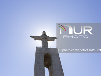 A general view of the Cristo Rei monument in Lisbon, Portugal, on September 29, 2024. Cristo Rei attracts pilgrims, tourists, and visitors f...