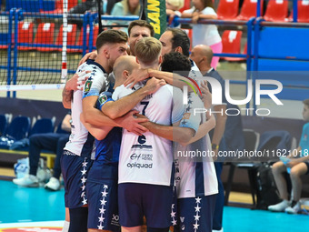 Mint Vero Volley Monza plays during the SuperLega Credem Banca match between Yuasa Battery Grottazzolina and Mint Vero Volley Monza at PalaS...