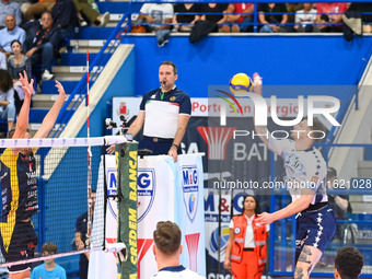 Szwarc Arthur of Mint Vero Volley Monza participates in the SuperLega Credem Banca match between Yuasa Battery Grottazzolina and Mint Vero V...