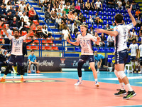 Mint Vero Volley Monza plays during the SuperLega Credem Banca match between Yuasa Battery Grottazzolina and Mint Vero Volley Monza at PalaS...