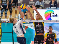 Petkovic Dusa of Yuasa Battery Grottazzolina and Marttila Luka of Mint Vero Volley Monza during the SuperLega Credem Banca match between Yua...