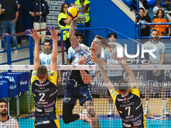 Szwarc Arthur of Mint Vero Volley Monza participates in the SuperLega Credem Banca match between Yuasa Battery Grottazzolina and Mint Vero V...