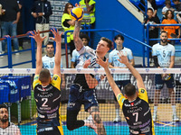 Szwarc Arthur of Mint Vero Volley Monza participates in the SuperLega Credem Banca match between Yuasa Battery Grottazzolina and Mint Vero V...