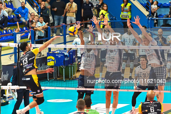 During the SuperLega Credem Banca match between Yuasa Battery Grottazzolina and Mint Vero Volley Monza at PalaSavelli in Porto San Giorgio,...