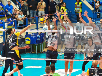 During the SuperLega Credem Banca match between Yuasa Battery Grottazzolina and Mint Vero Volley Monza at PalaSavelli in Porto San Giorgio,...