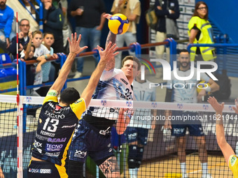 Szwarc Arthur of Mint Vero Volley Monza participates in the SuperLega Credem Banca match between Yuasa Battery Grottazzolina and Mint Vero V...