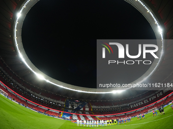 Both teams pose prior the LaLiga match between Atletico de Madrid and Real Madrid CF  at Estadio Civitas Metropolitano on September 29, 2024...